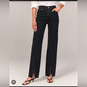 Abercrombie&Fitch 90’s high rise relaxed split hem black jean